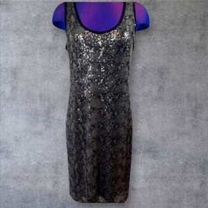 Calvin Klein Snakeskin Sequin Sleeveless Sheath Dress Size Small Women's J59